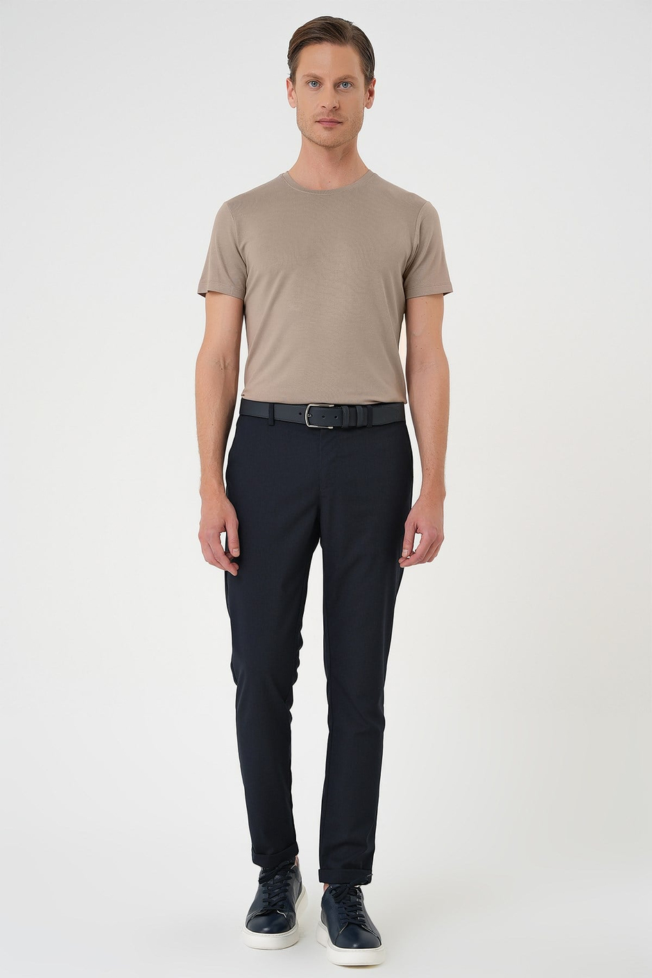 Slim Fit Yan Cep Pamuklu Duble Paça Lacivert Jogger Pantolon P 1165