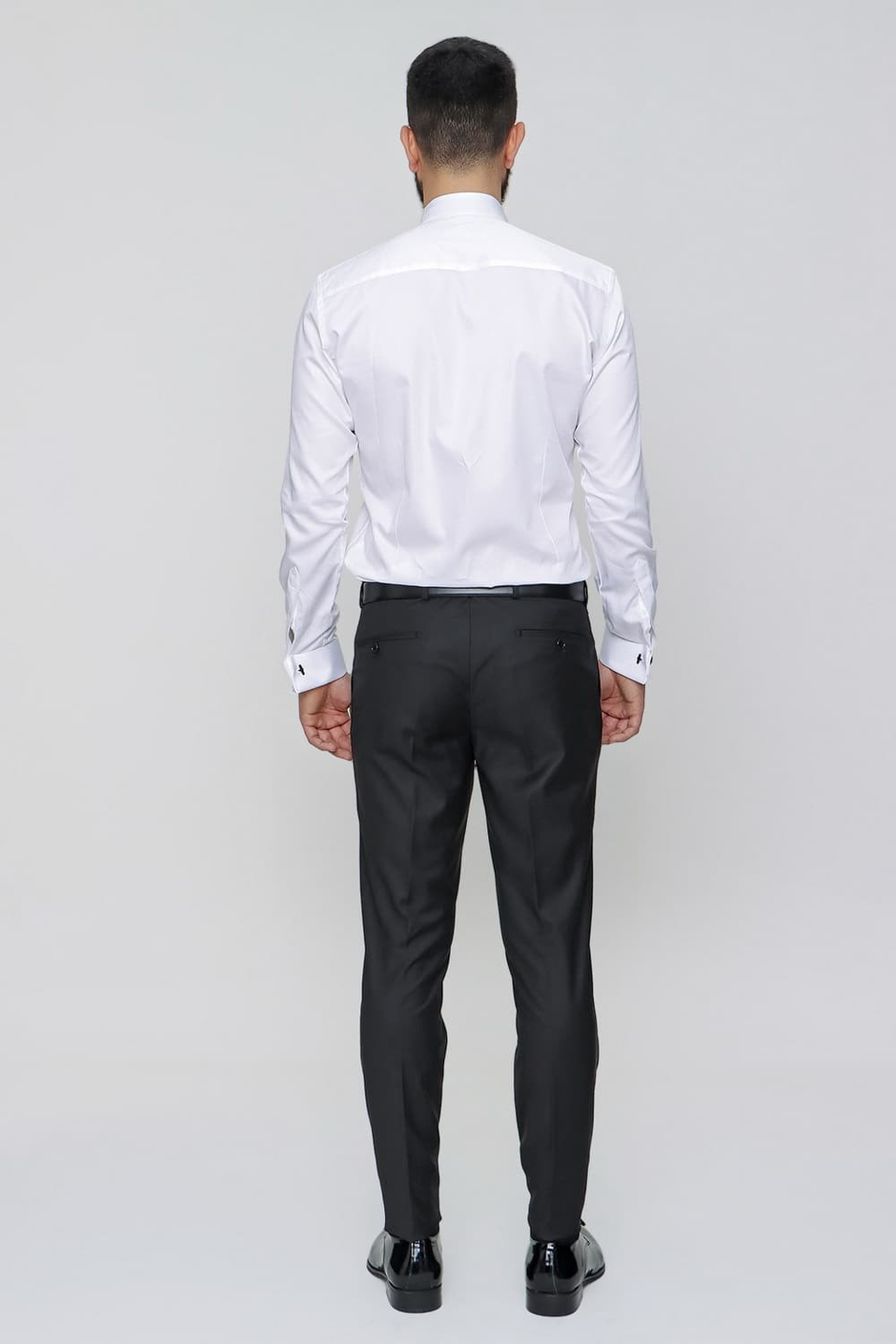 Slim Fit Yan Cep Yünlü Düz Siyah Kumaş Pantolon P 2020