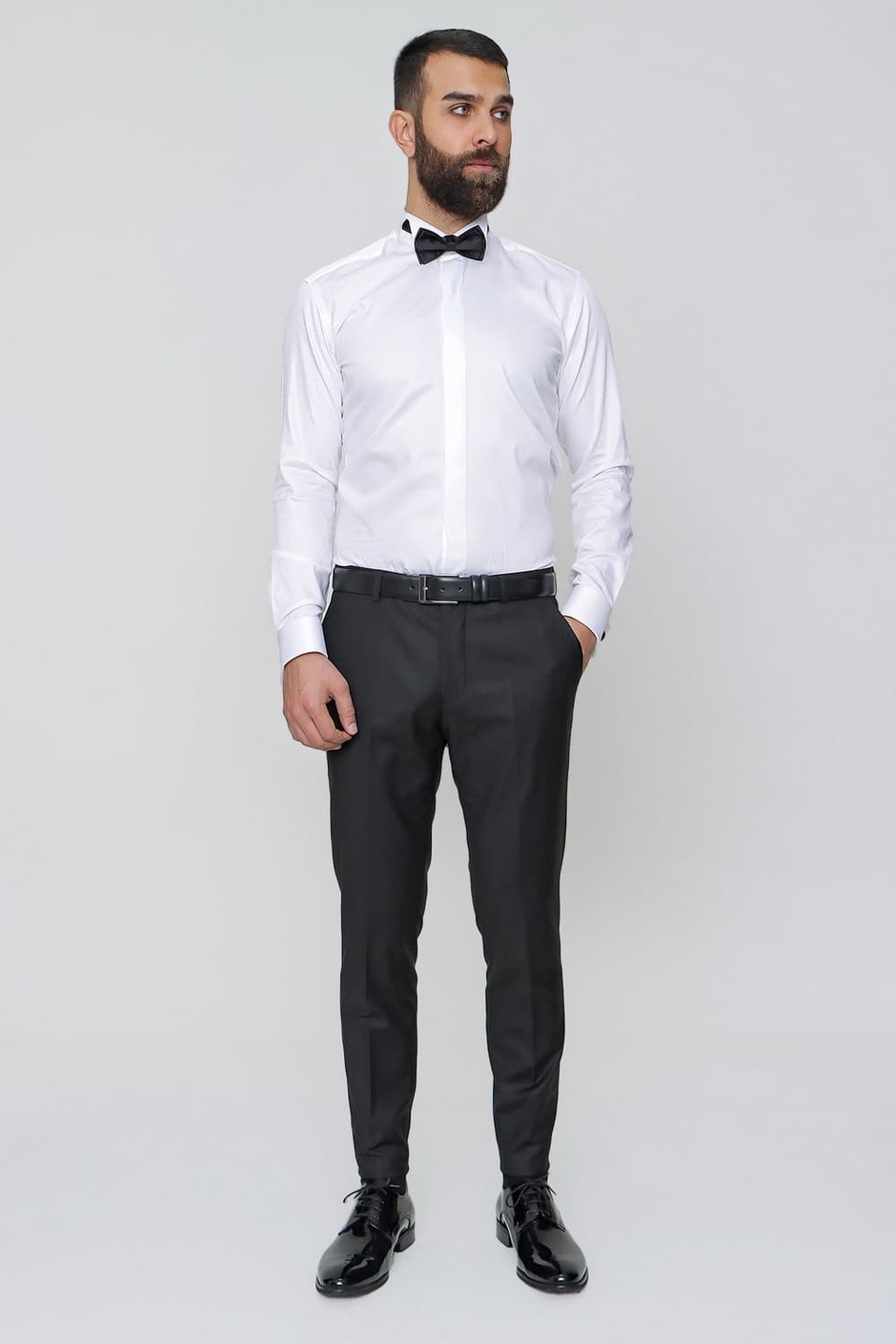 Slim Fit Yan Cep Yünlü Düz Siyah Kumaş Pantolon P 2020