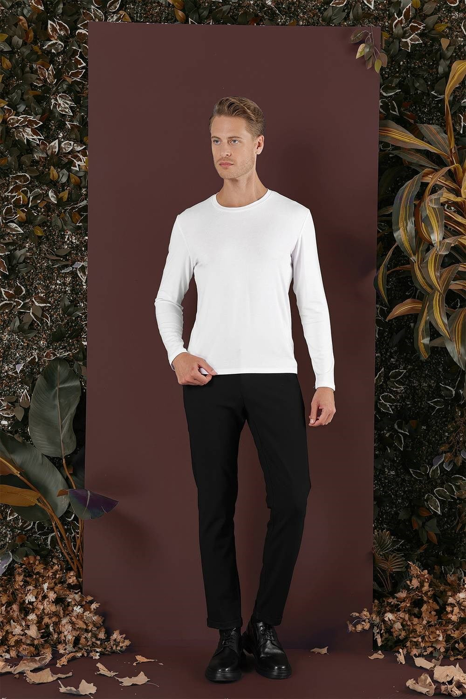 Slim Fit Yan Cepli Dokulu Esnek Siyah Pantolon P 1139