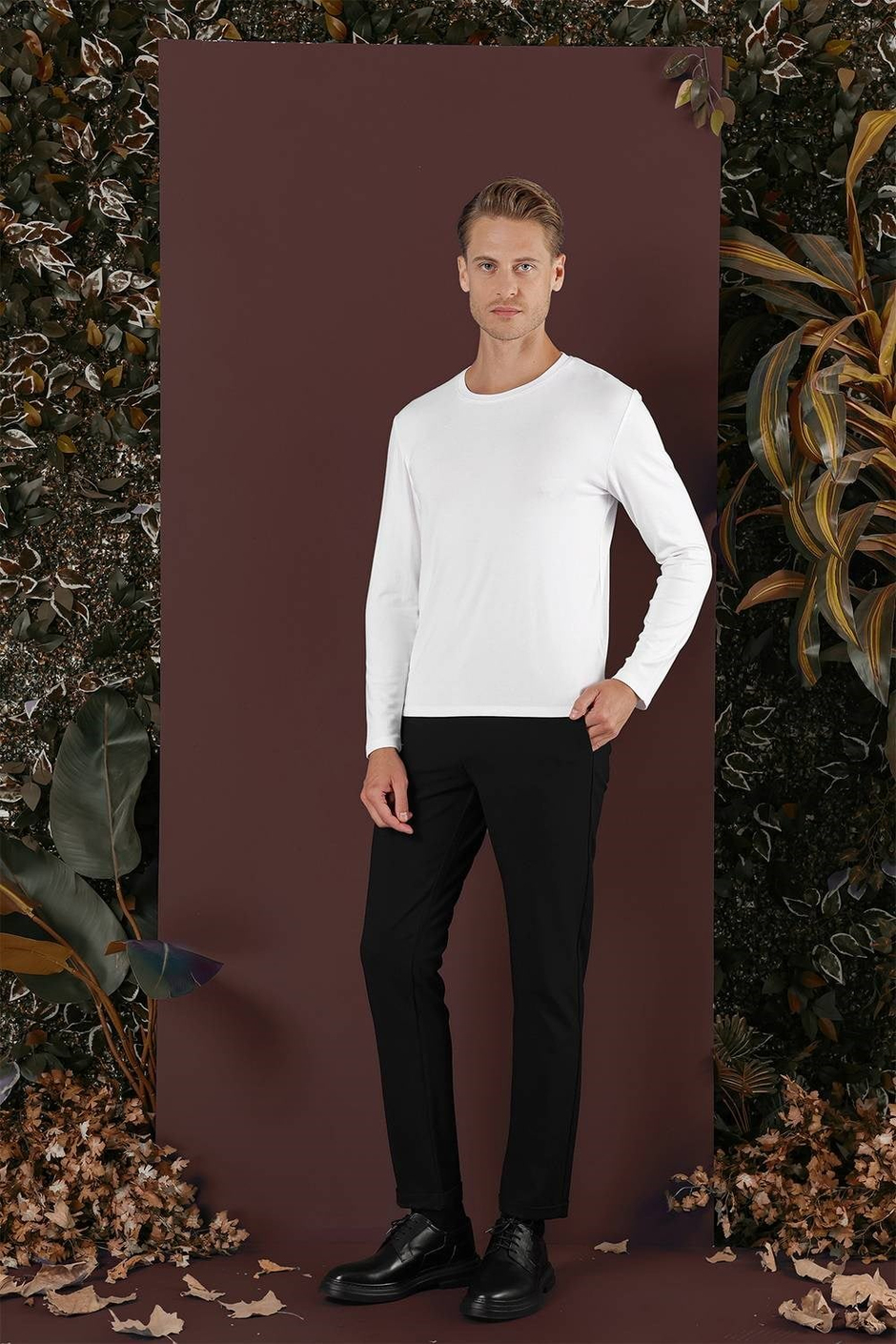 Slim Fit Yan Cepli Dokulu Esnek Siyah Pantolon P 1139