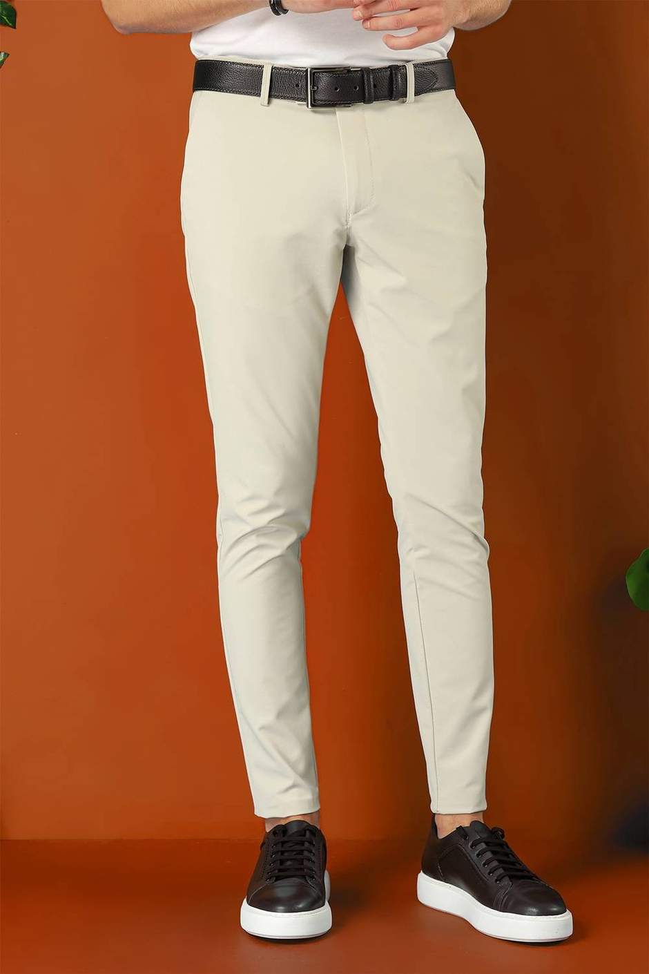 Slim Fit Yan Cepli Düz Esnek Pamuk Casual Taş Pantolon P 1144