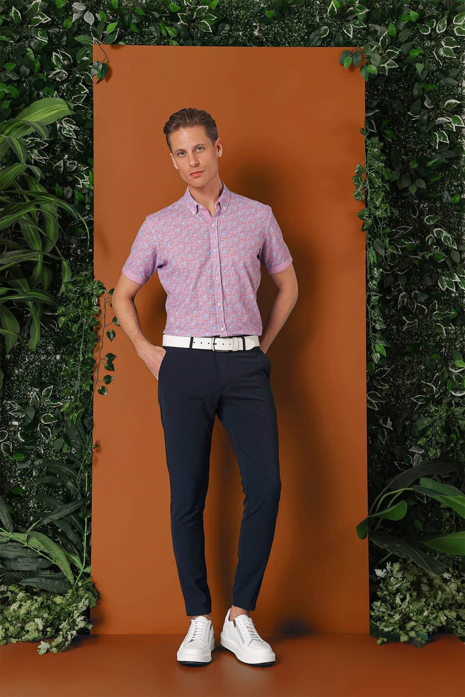 Slim Fit Yan Cepli Düz Esnek Pamuk Casual Lacivert Pantolon P 1144