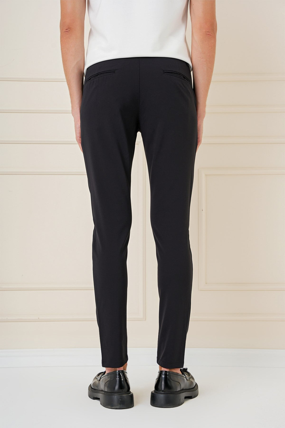 Slim Fit Yan Cepli Esnek Pamuk Siyah Pantolon P 1161