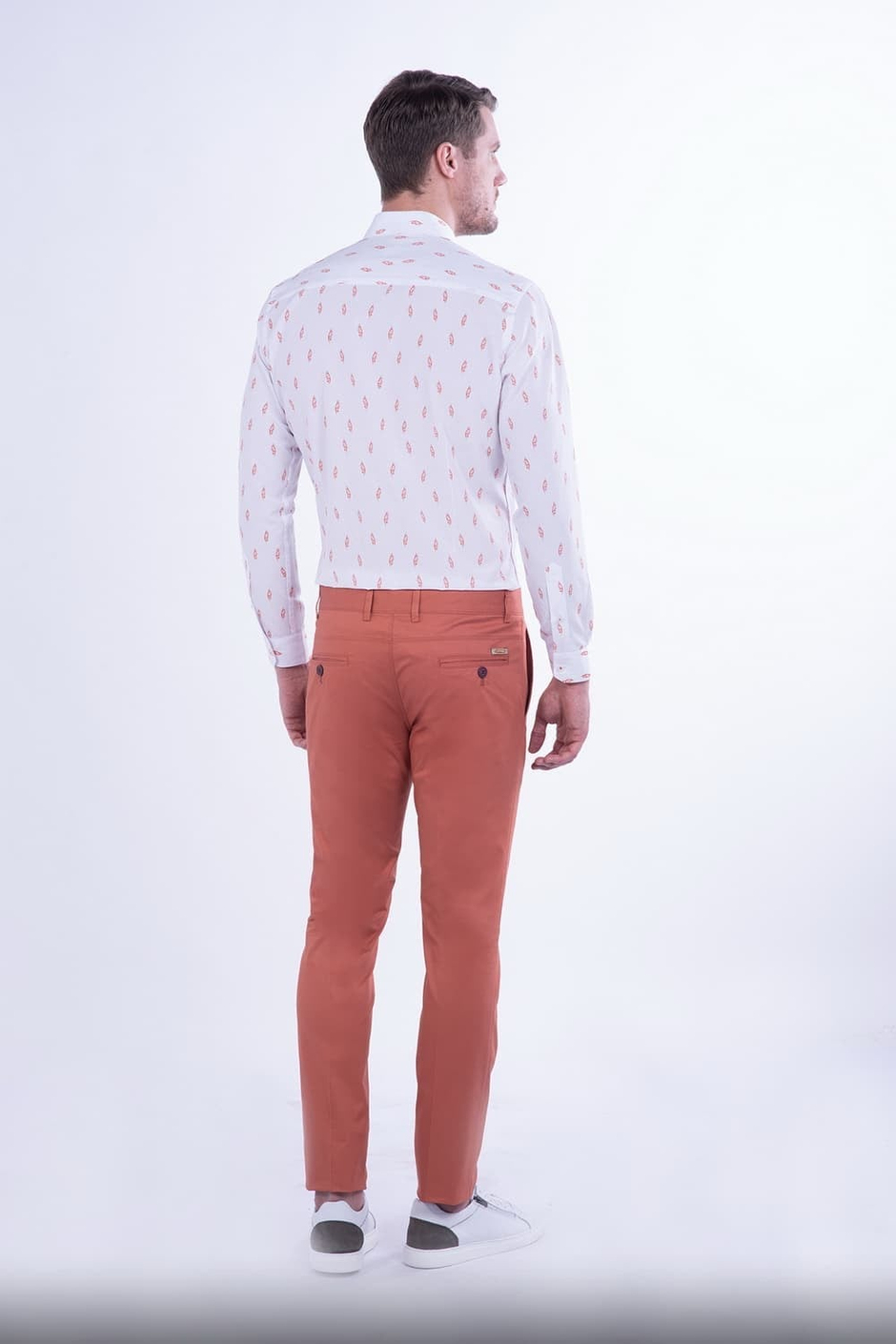 Slim Fit Yan Cepli Esnek Pamuklu Kiremit Kanvas Pantolon P 1080