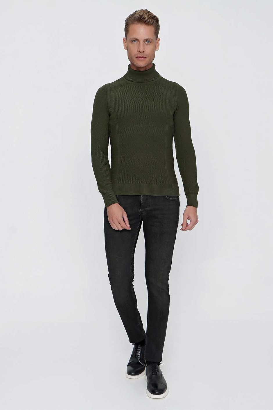 TR 847 Slim Fit Yeşil Klasik Triko