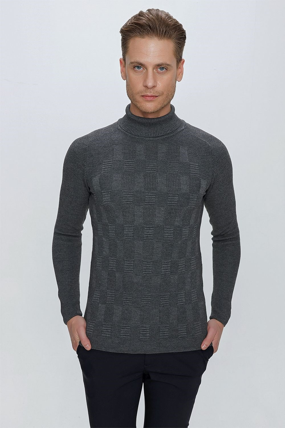 TR 852 Slim Fit Antrasit Klasik Triko