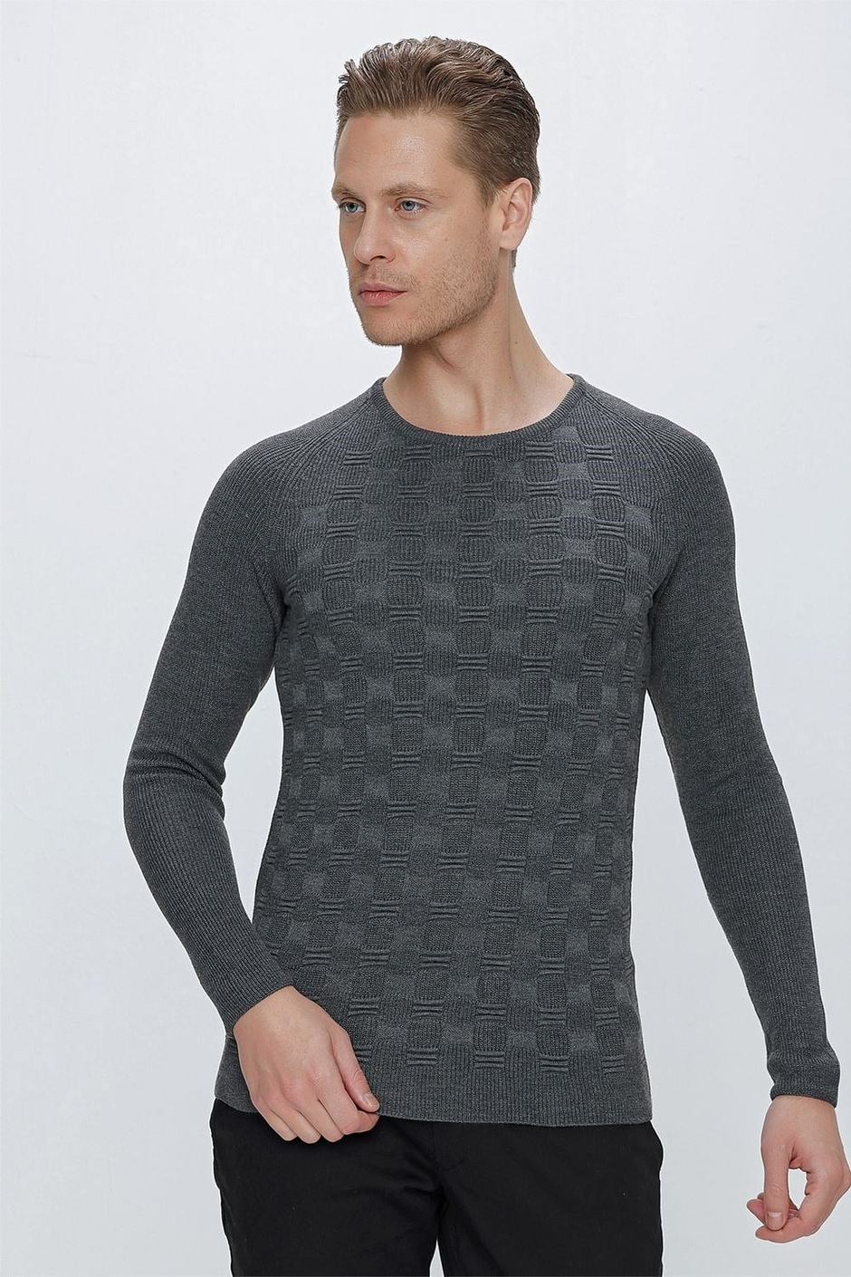 TR 854 Slim Fit Antrasit Klasik Triko