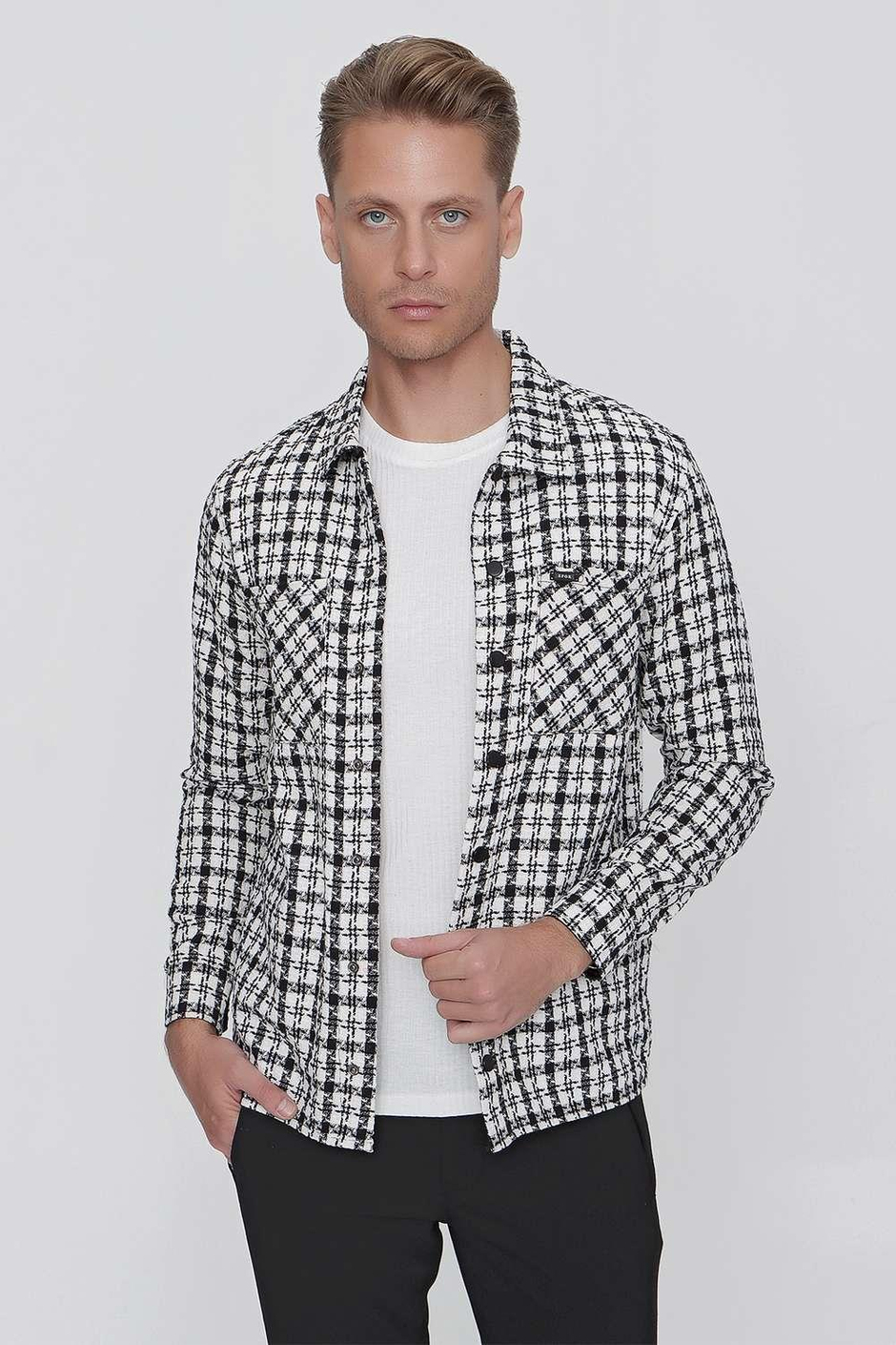C 627 Slim Fit Beyaz Kareli Spor Ceket