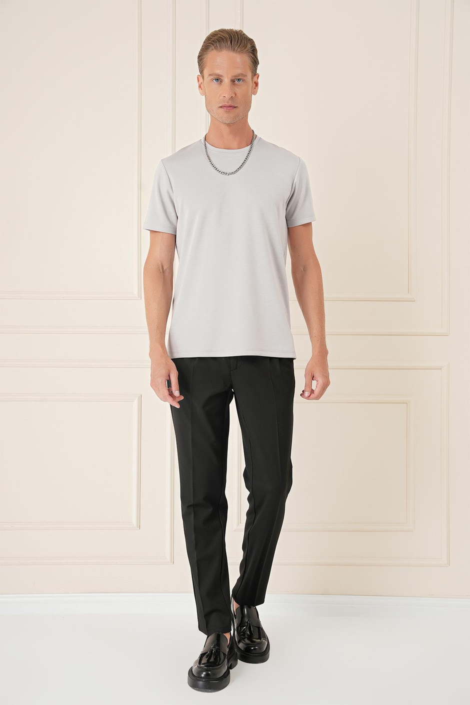 TS 885 Slim Fit Gri Spor T-Shirt