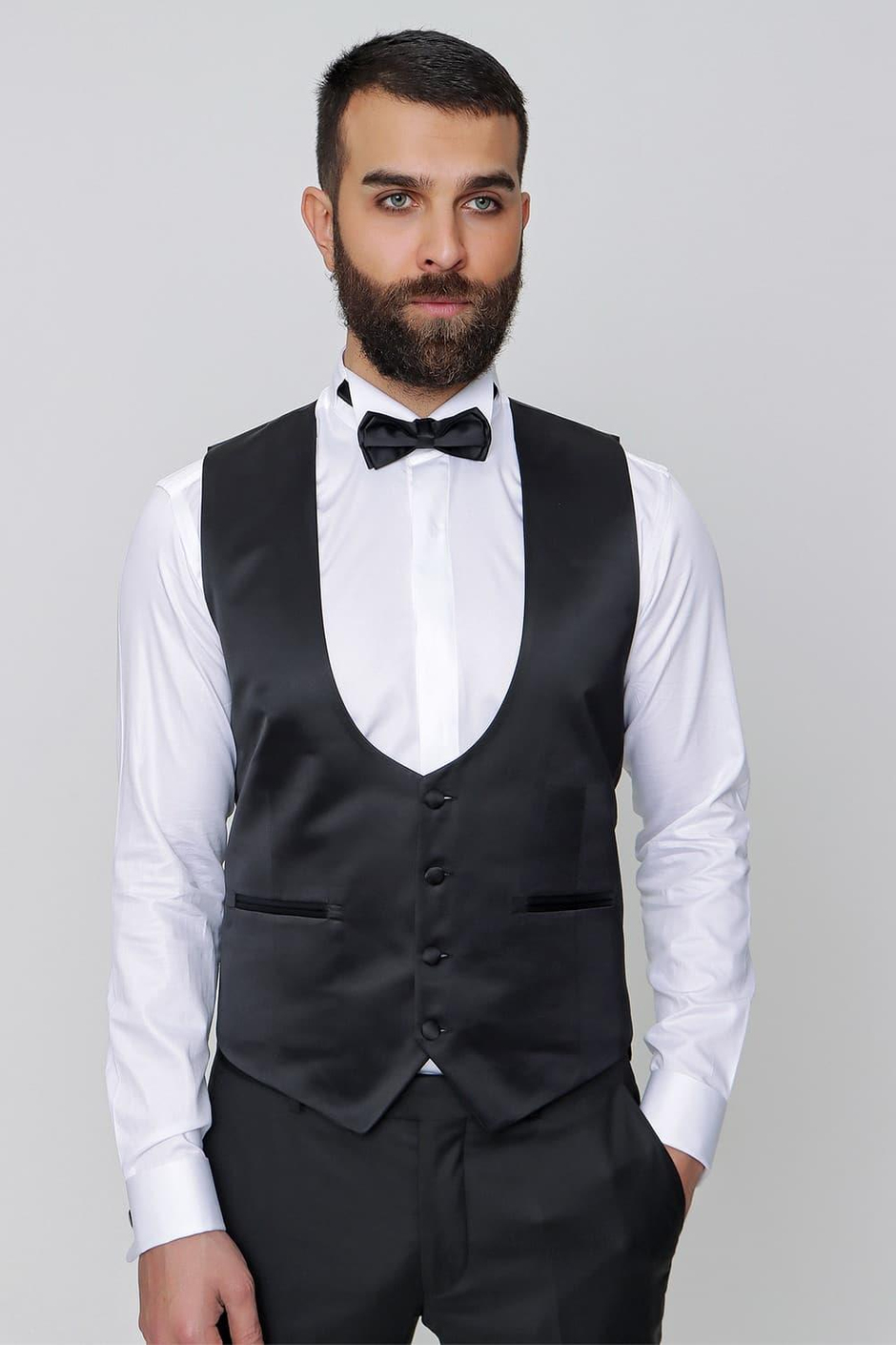 Y 157 Slim Fit Siyah Klasik Yelek