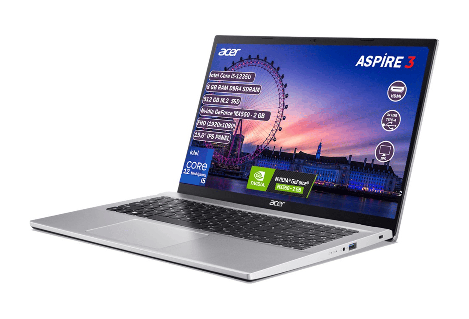 Acer Aspire 3 Nx.k6wey.088a22btx1 Core İ5-1235u 8 Gb 512 Gb Ssd Mx550 15.6