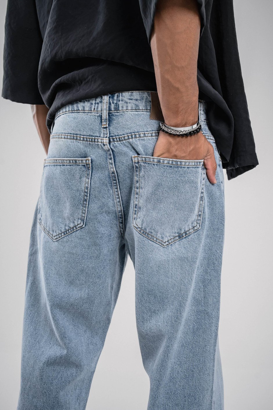 16369 Baggy Taşlamalı Mavi Jean
