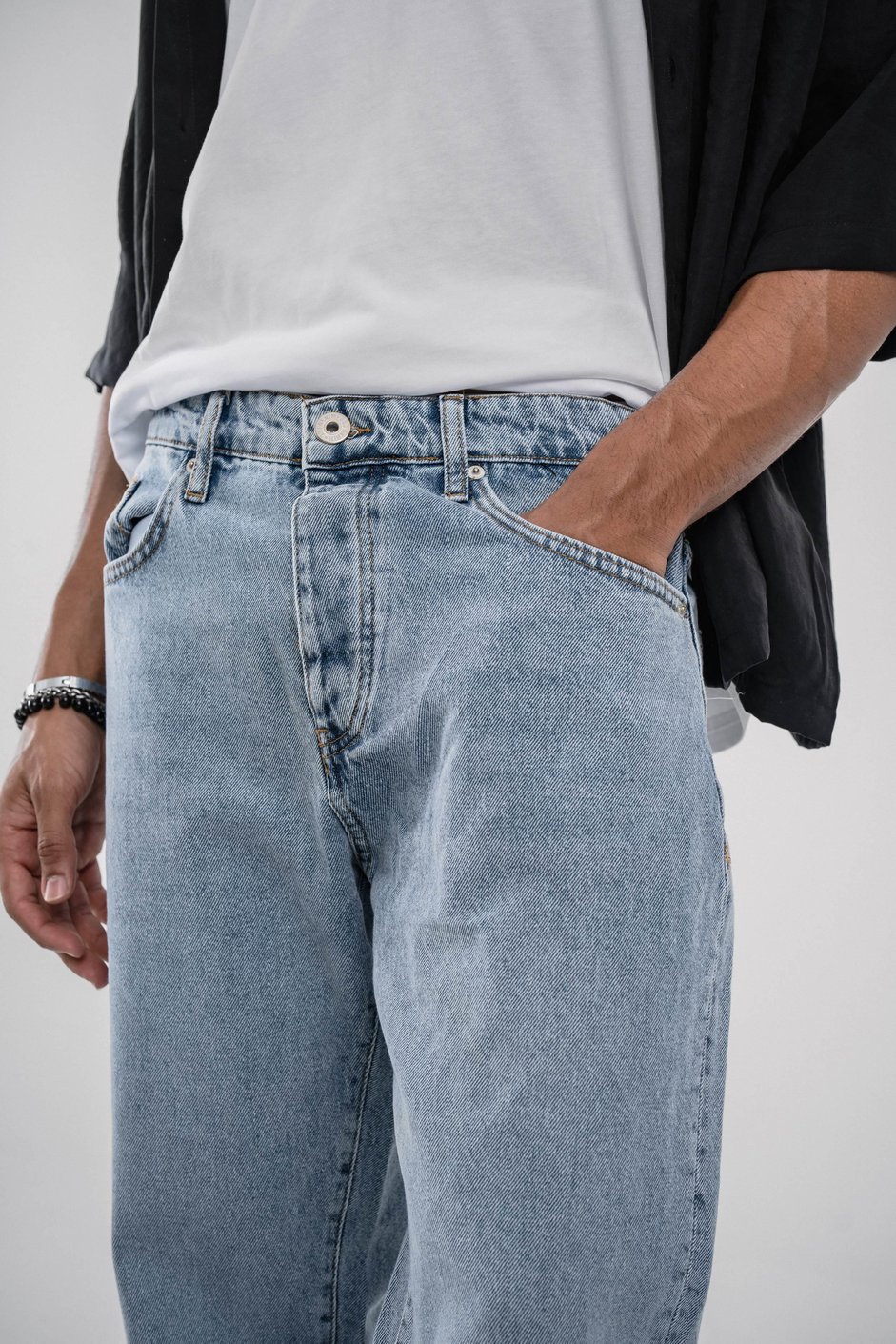 16369 Baggy Taşlamalı Mavi Jean