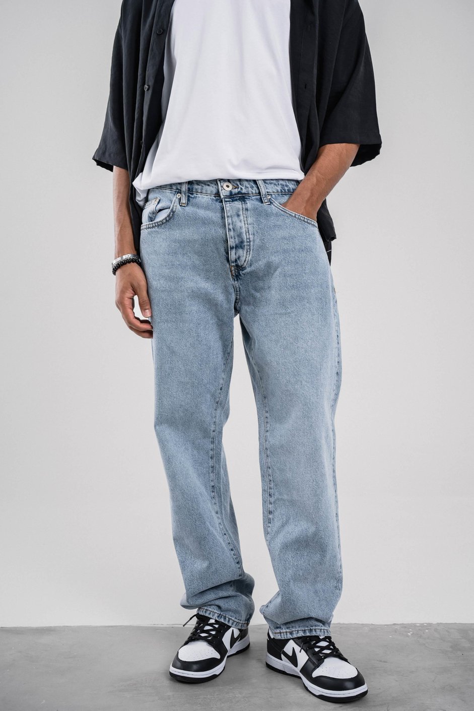 16369 Baggy Taşlamalı Mavi Jean