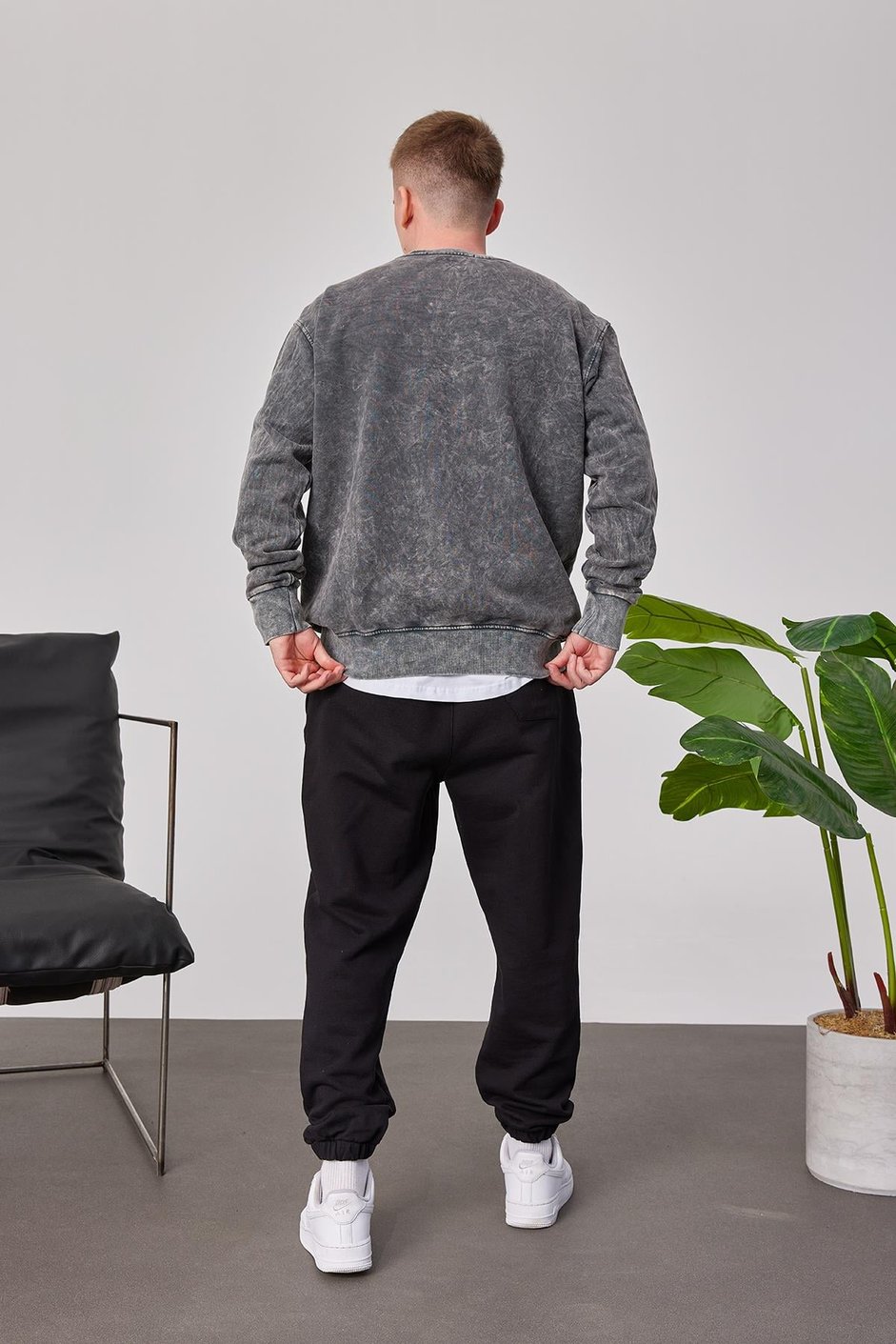 1998 Baskılı Füme Yıkamalı Sweatshirt