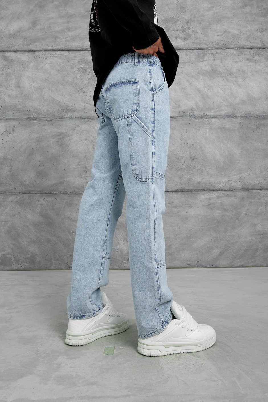Açık Mavi Mb Cep Detaylı  Baggy Jean