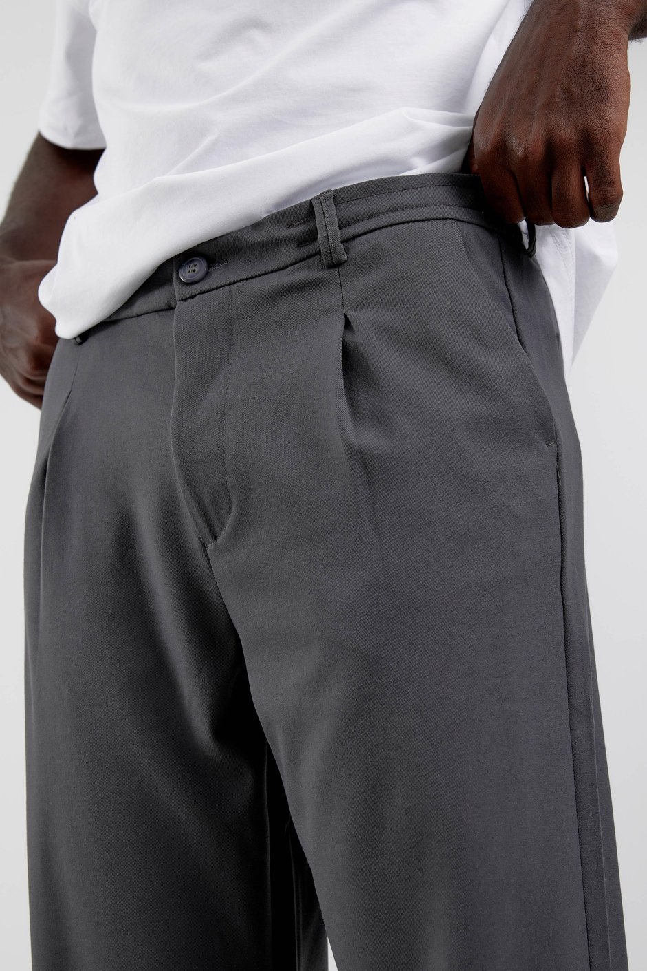 Antrasit YP-PAN24066 Kumaş Baggy Pantolon