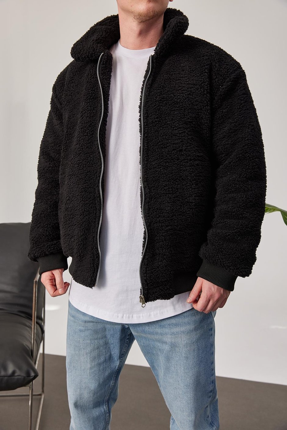 Astarlı Siyah Sherpa Ceket