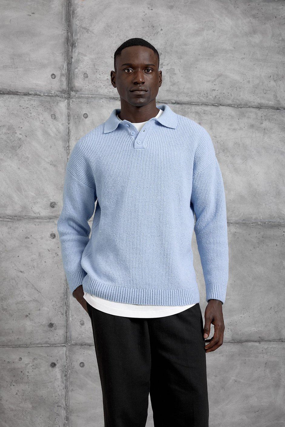 Bebe Mavisi DÜĞMELİ POLO YAKA TRİKO SWEATSHIRT