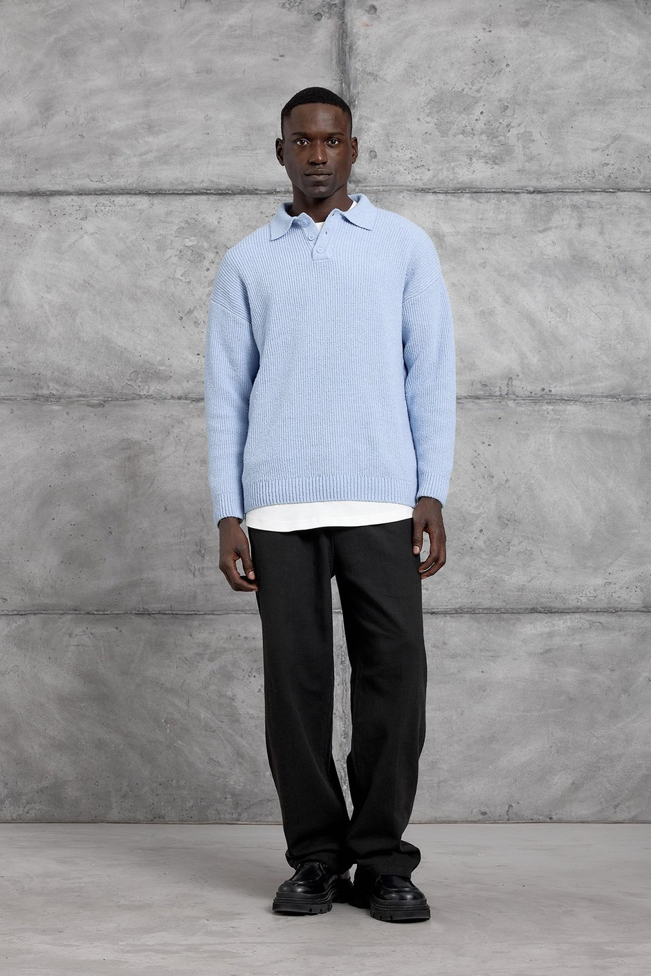 Bebe Mavisi DÜĞMELİ POLO YAKA TRİKO SWEATSHIRT
