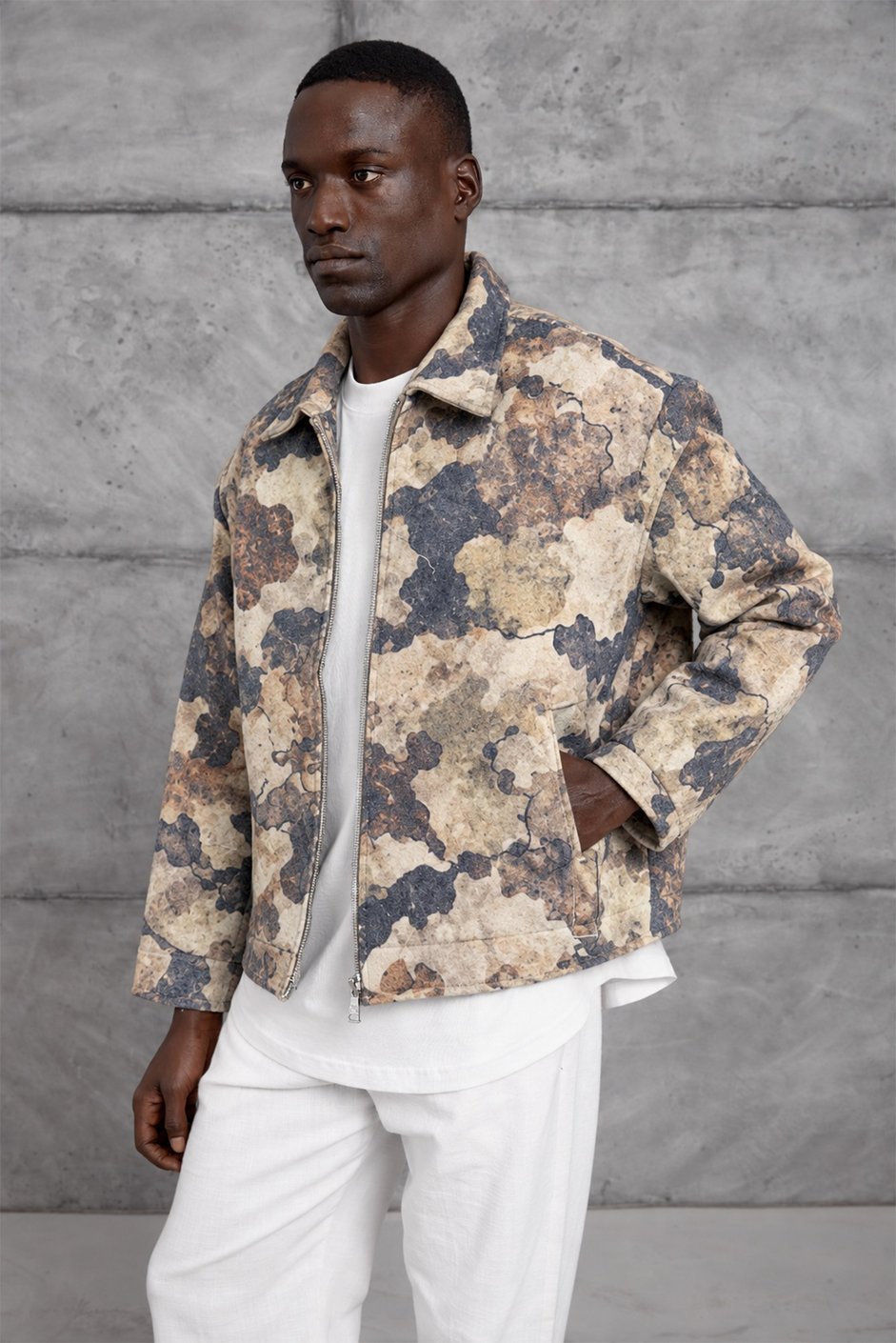 Bej DESENLİ OVERSIZE CEKET