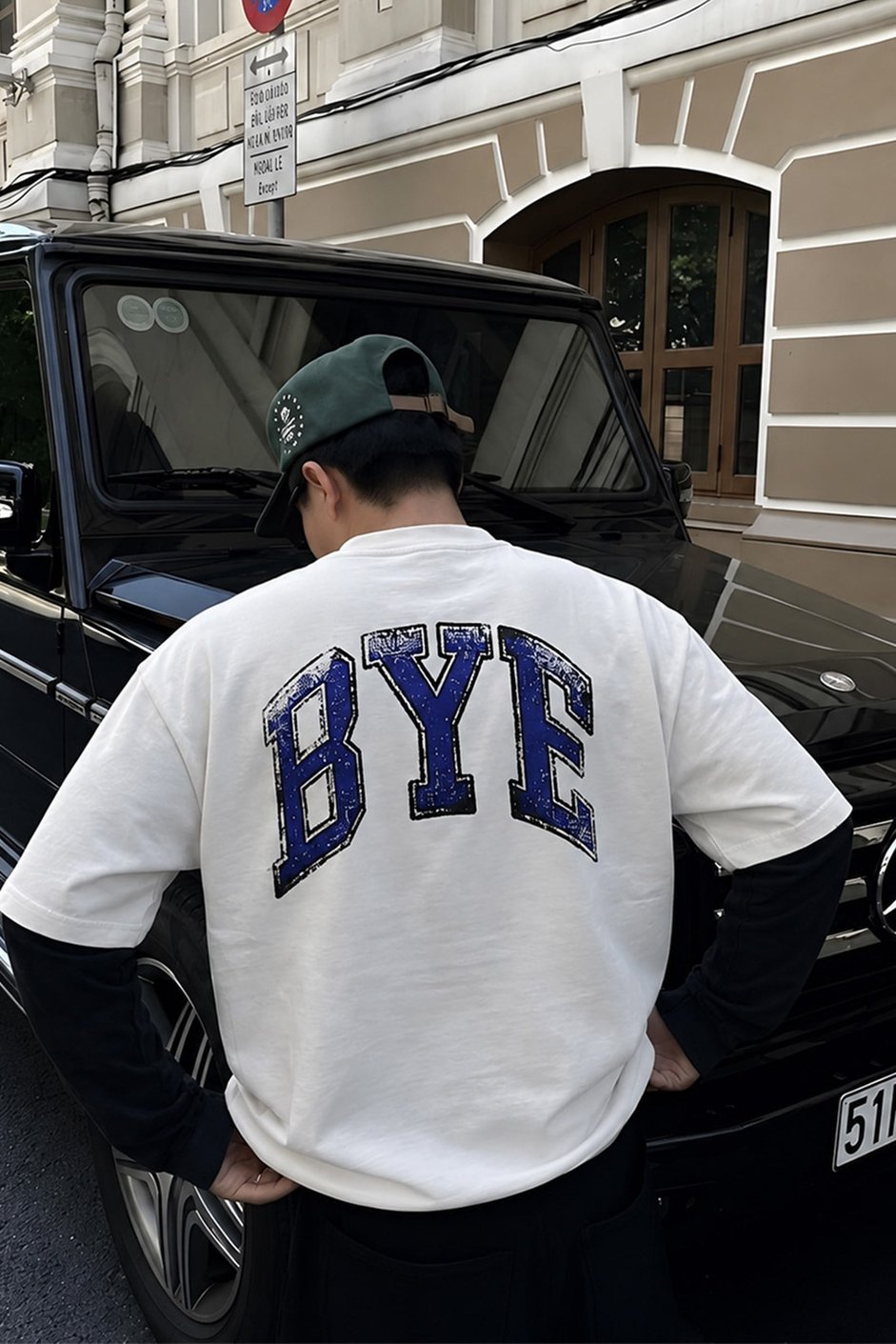 Beyaz BYE BASKI OVERSIZE TSHIRT