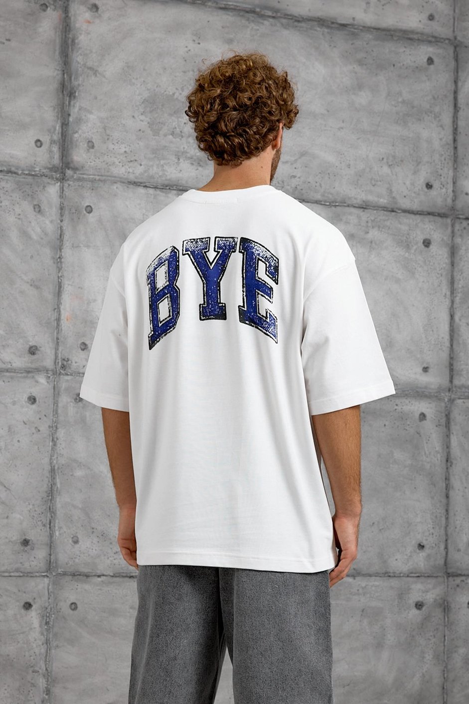 Beyaz BYE BASKI OVERSIZE TSHIRT