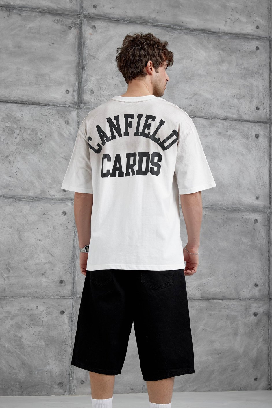 Beyaz Canfield Card Yazılı Oversize Tshirt