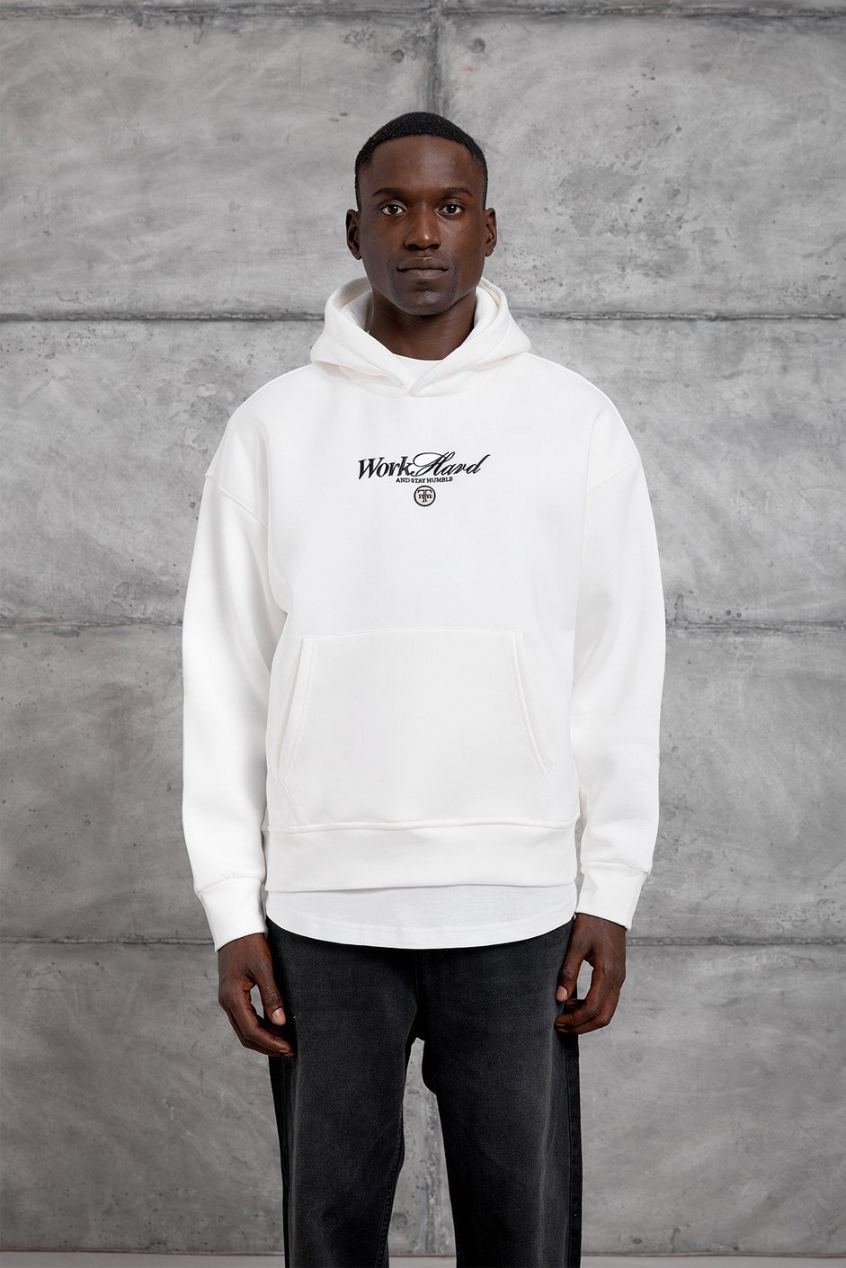 Beyaz CAR BASKI KAPÜŞONLU OVERSIZE SWEATSHIRT