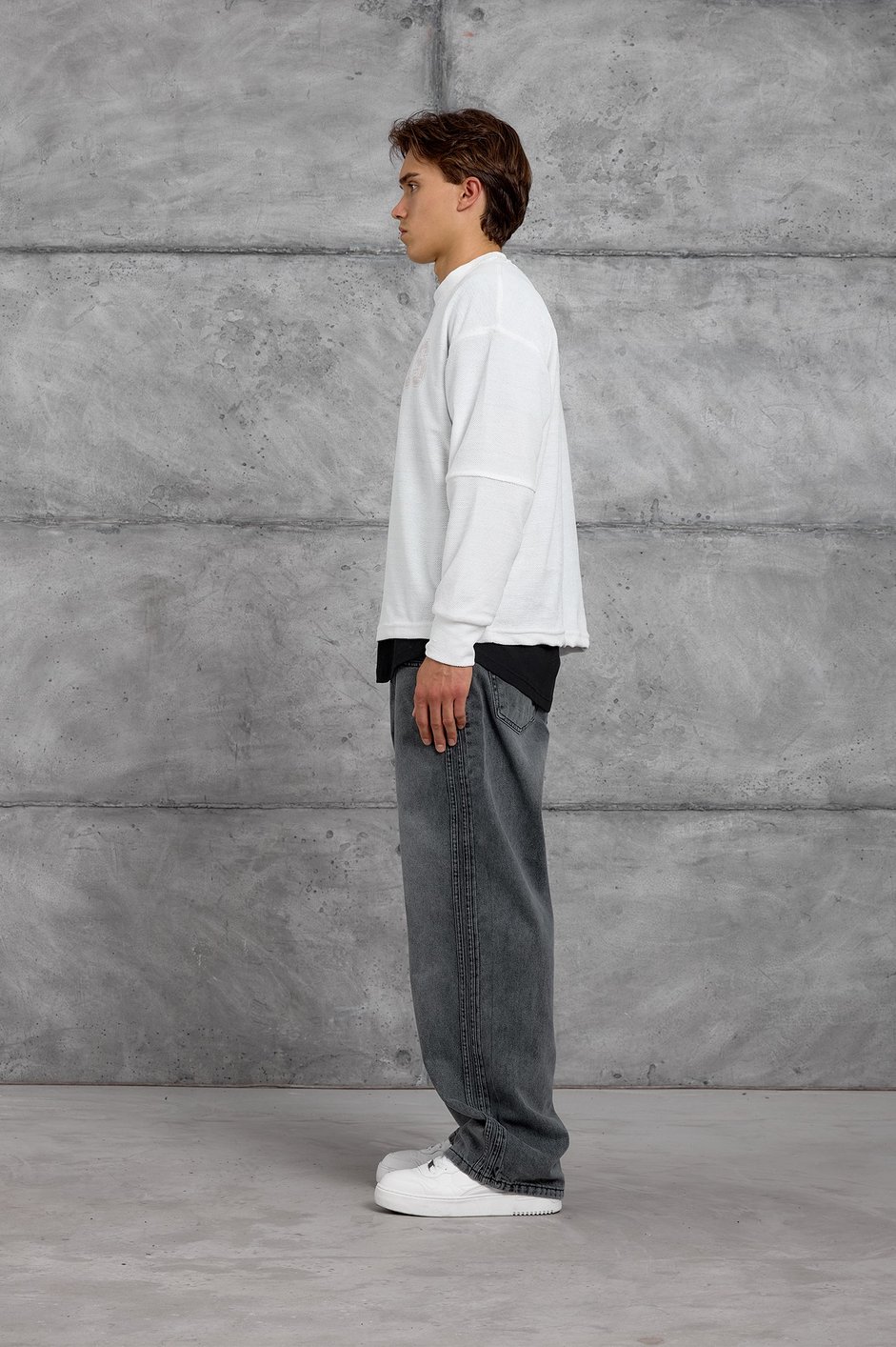 Beyaz DREAMS BASKI DOKUMA KUMAŞ OVERSIZE SWEATSHIRT