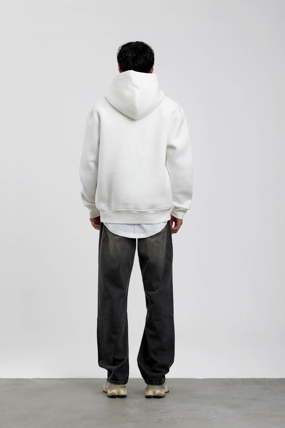 Beyaz El Baskılı Kapüşonlu Sweatshirt