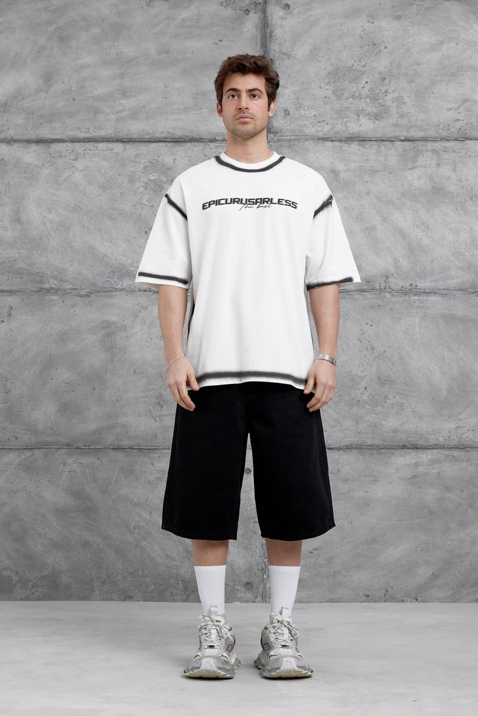 Beyaz Epicurusarless Yazılı Oversize Tshirt
