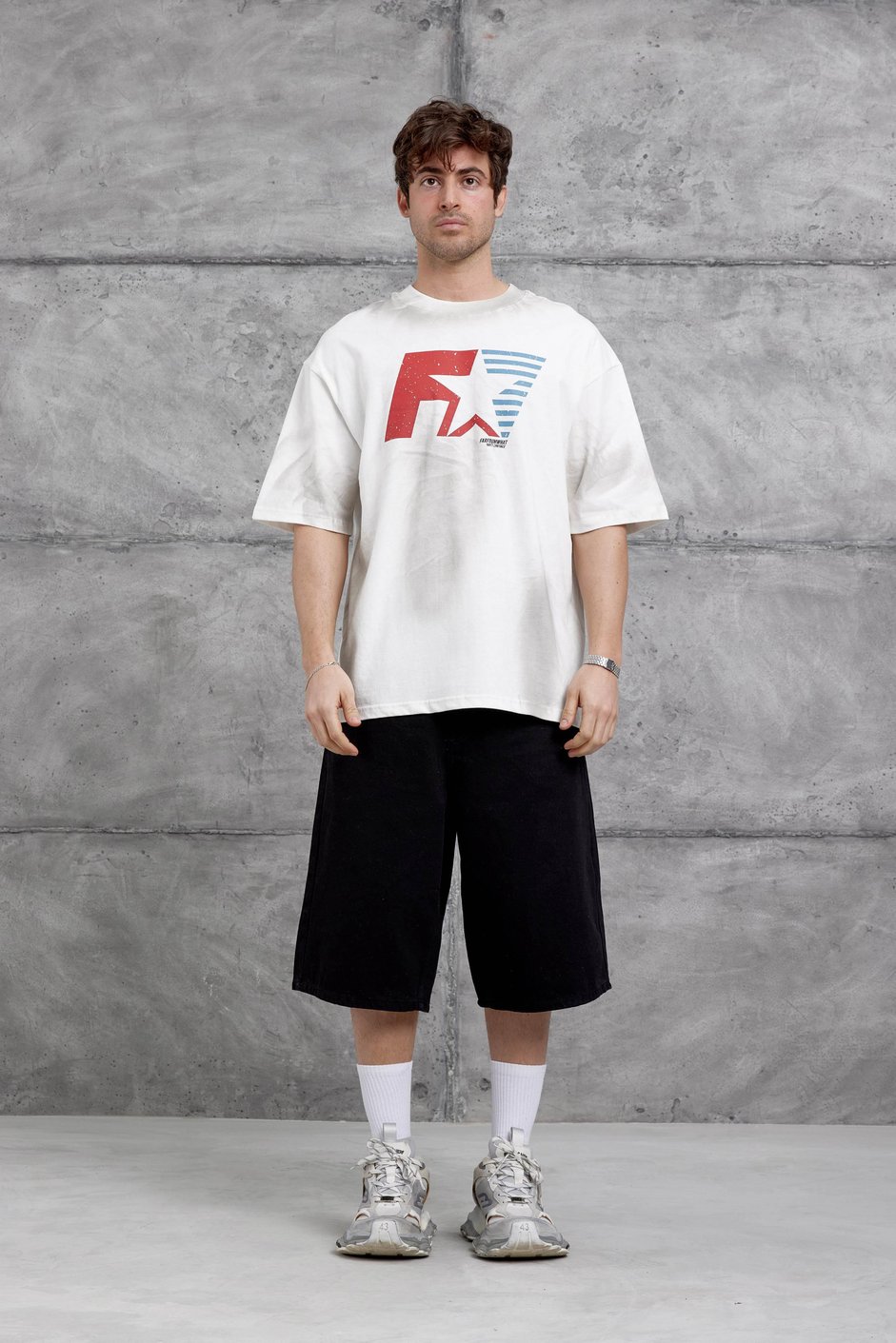 Beyaz Farfrom Yazılı Oversize Tshirt