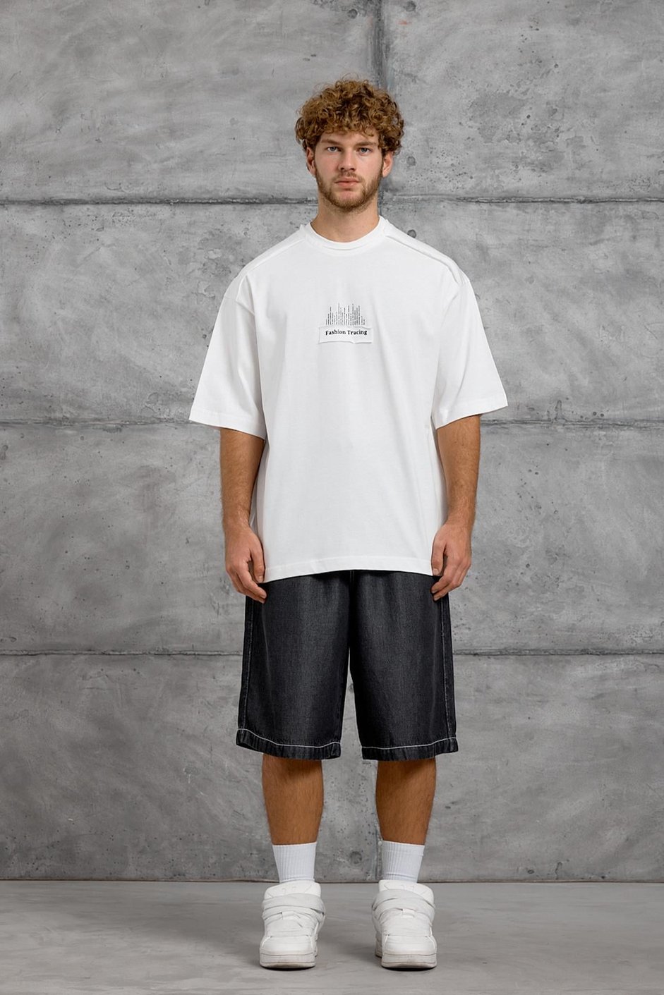 Beyaz FASHİON BASKI OVERSIZE TSHIRT