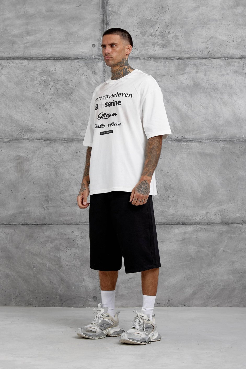 Beyaz Gabserine Yazılı Oversize Tshirt