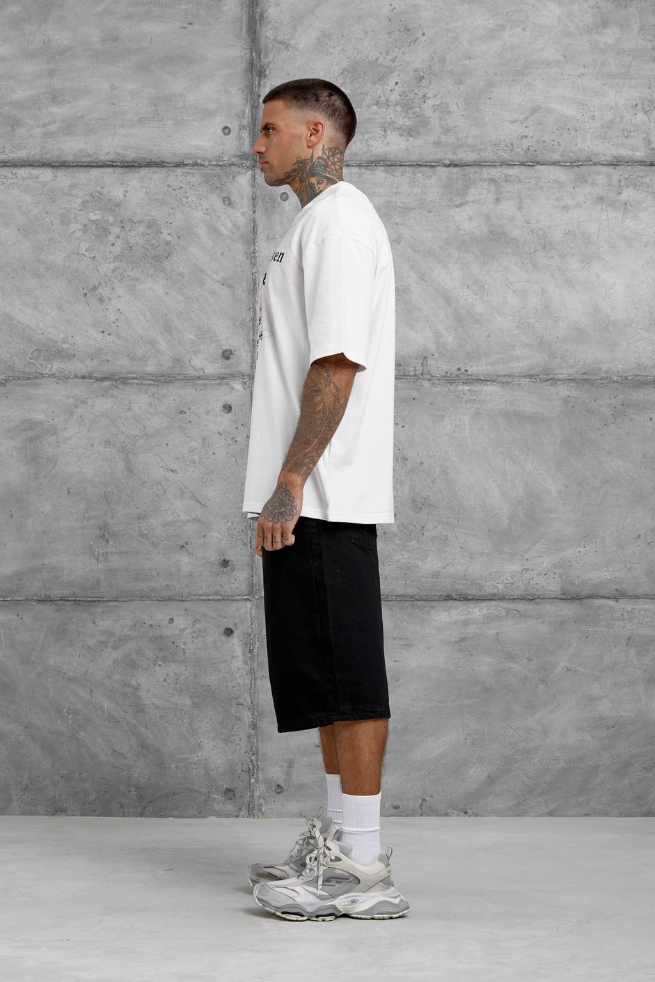 Beyaz Gabserine Yazılı Oversize Tshirt