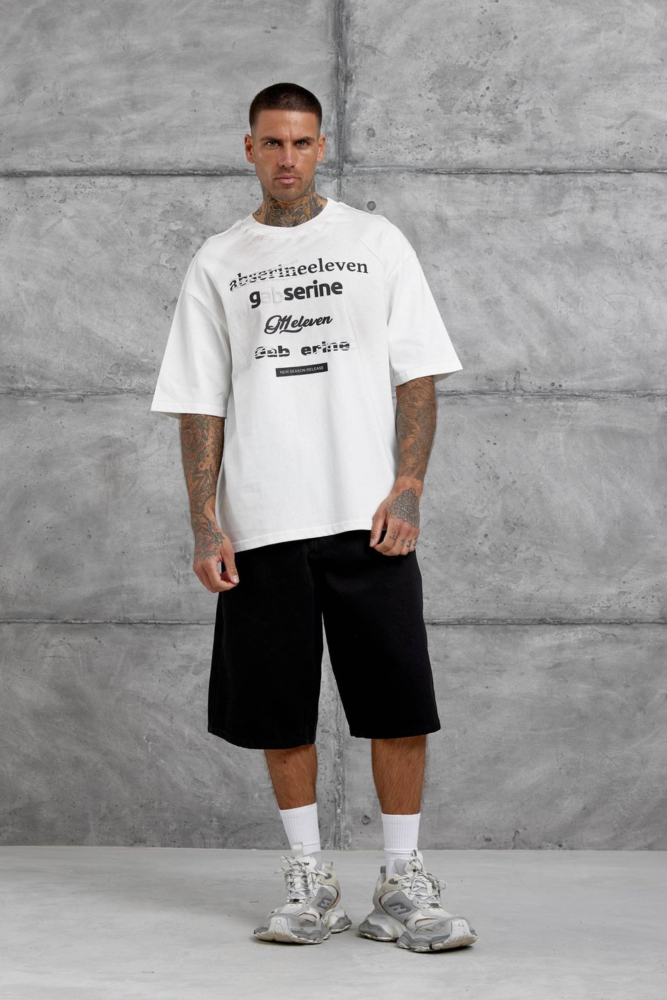 Beyaz Gabserine Yazılı Oversize Tshirt