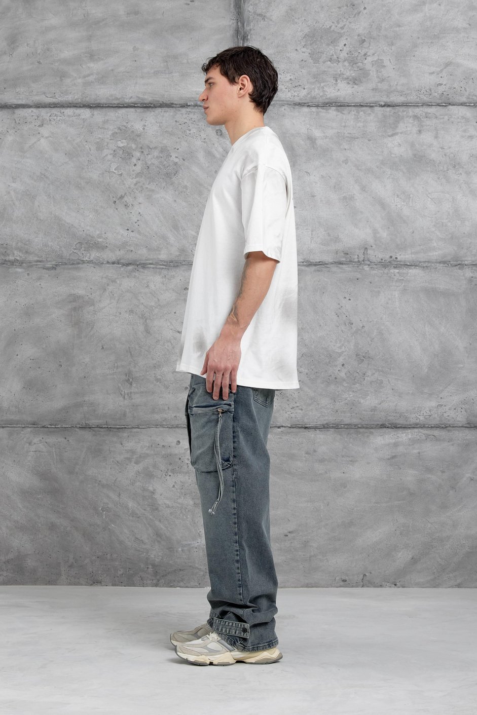Beyaz M11 Yazılı Oversize Tshirt