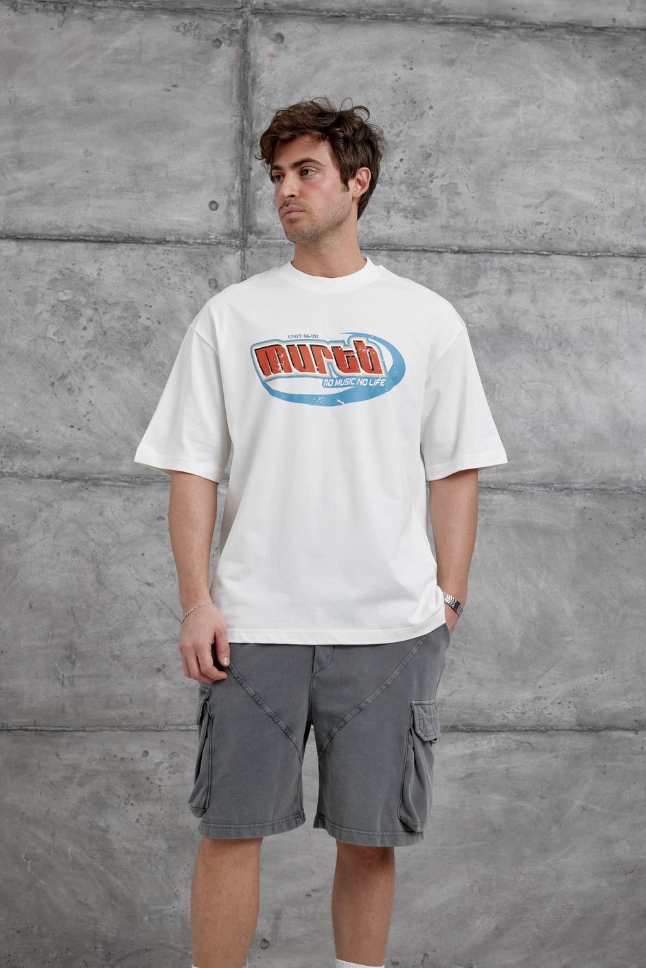 Beyaz Murth Baskılı Oversize Tshirt