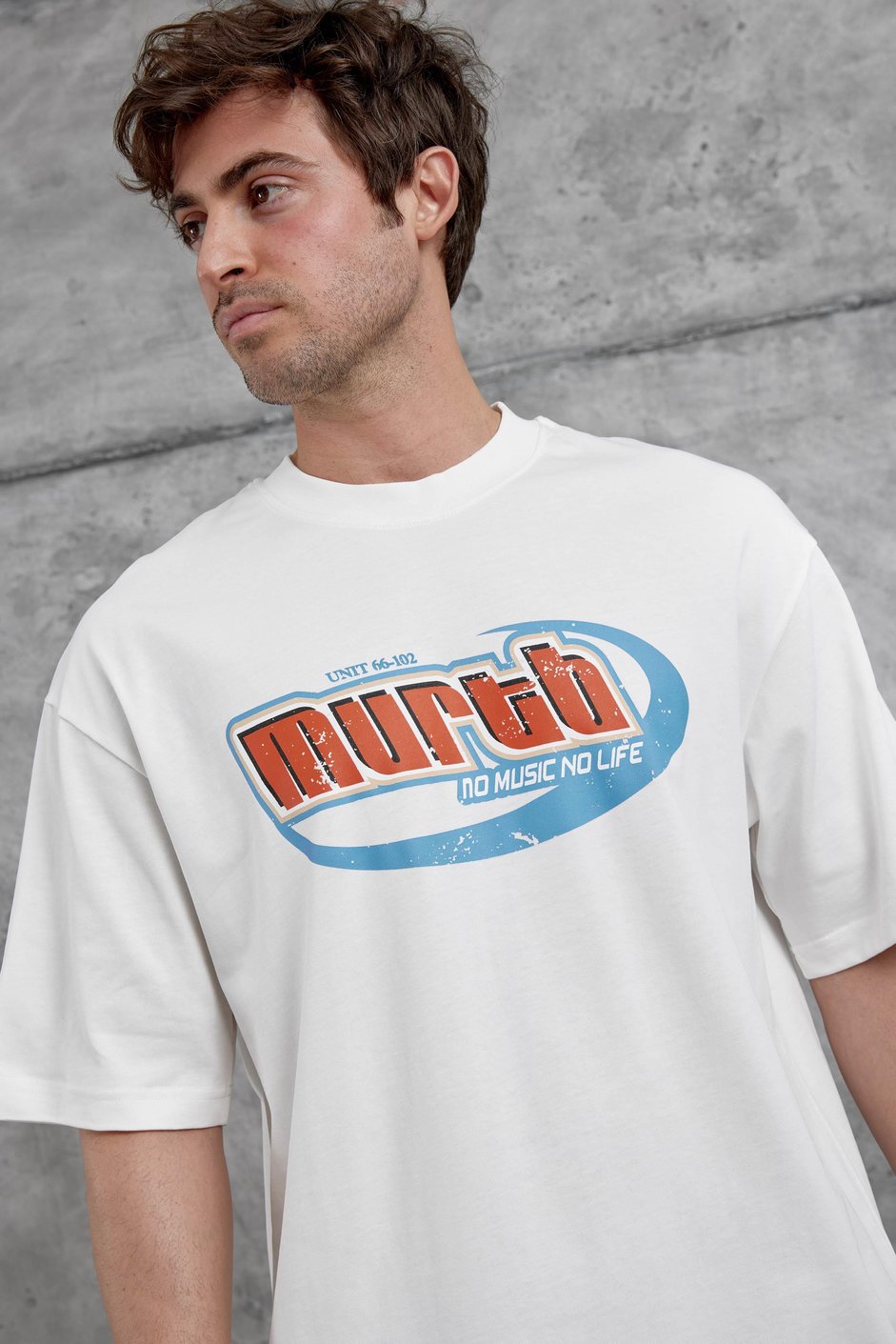 Beyaz Murth Baskılı Oversize Tshirt