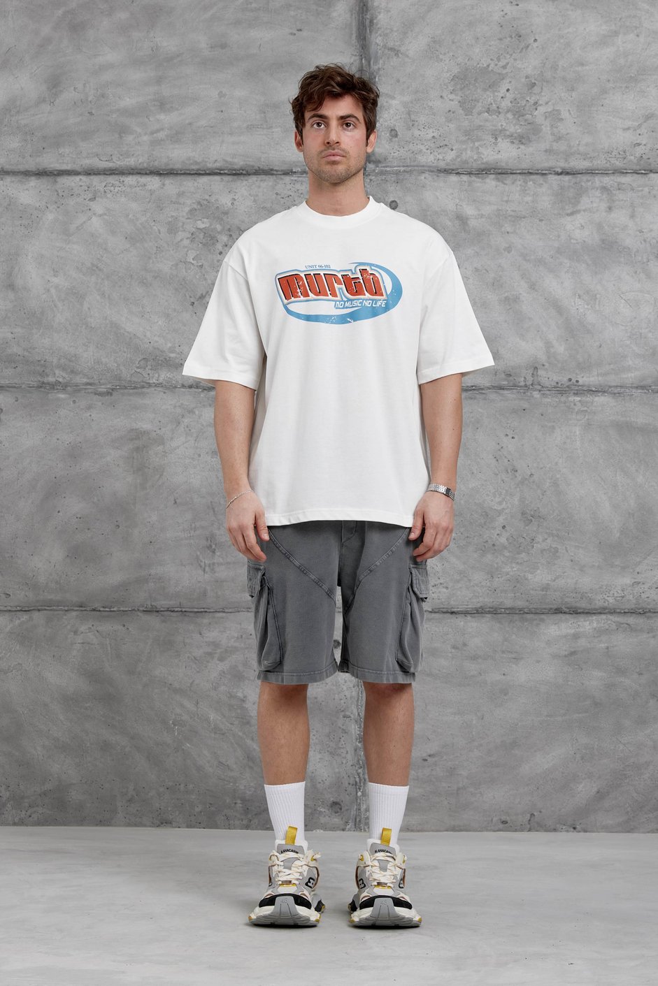 Beyaz Murth Baskılı Oversize Tshirt