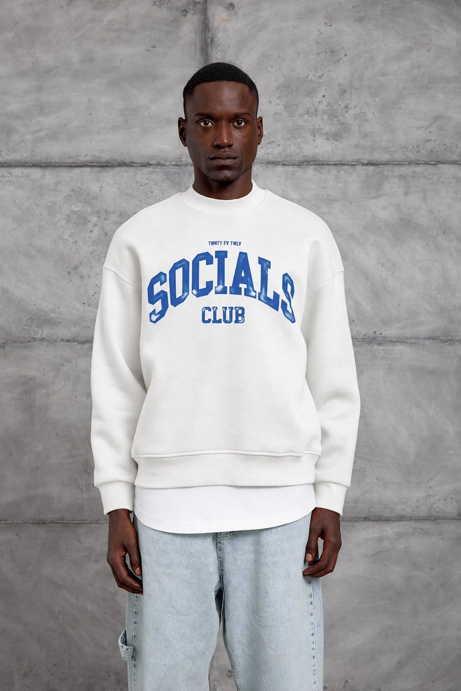Beyaz SOCIALS BASKI OVERSIZE SWEATSHIRT