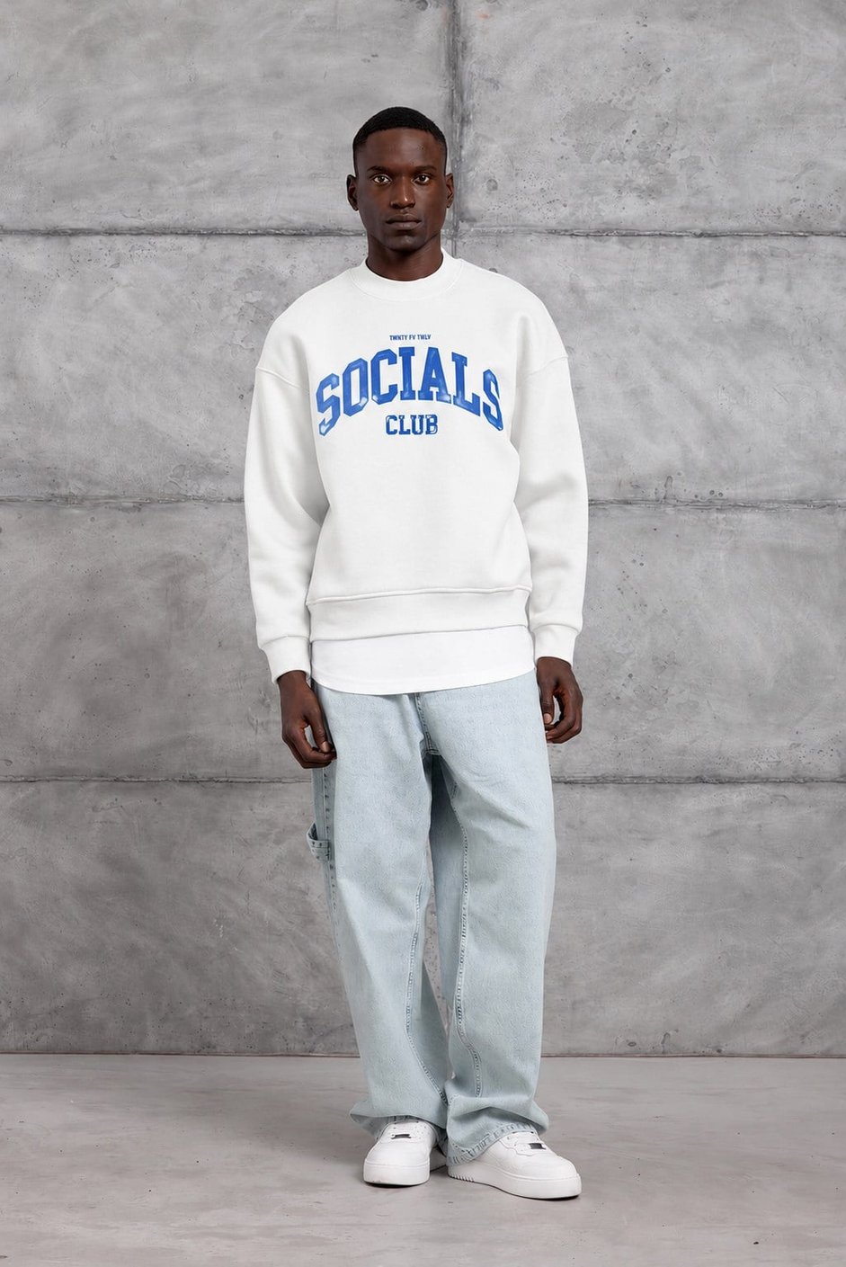 Beyaz SOCIALS BASKI OVERSIZE SWEATSHIRT