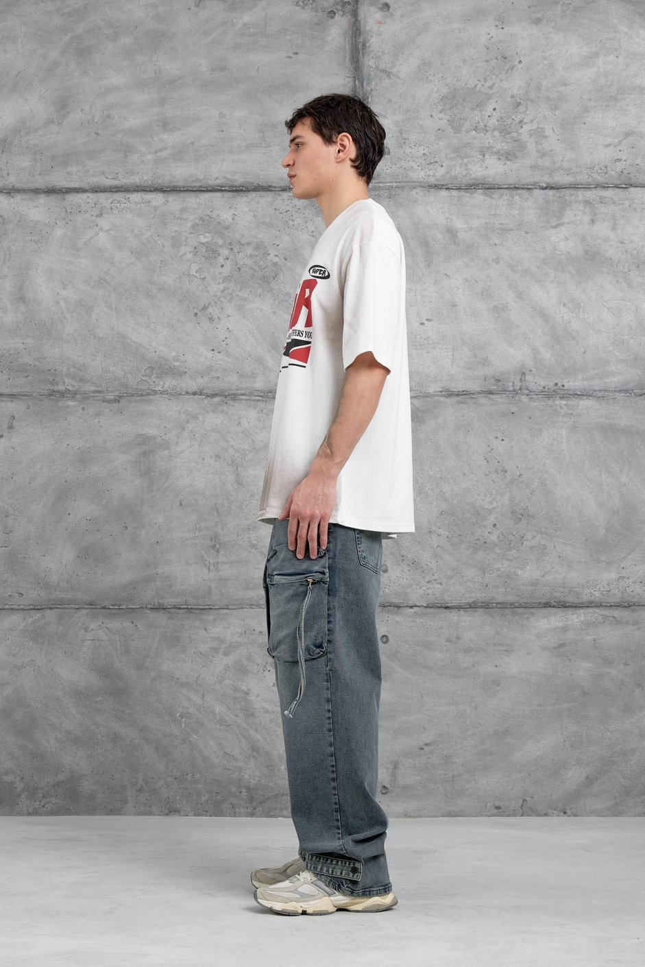 Beyaz Super Yazılı Oversize Tshirt