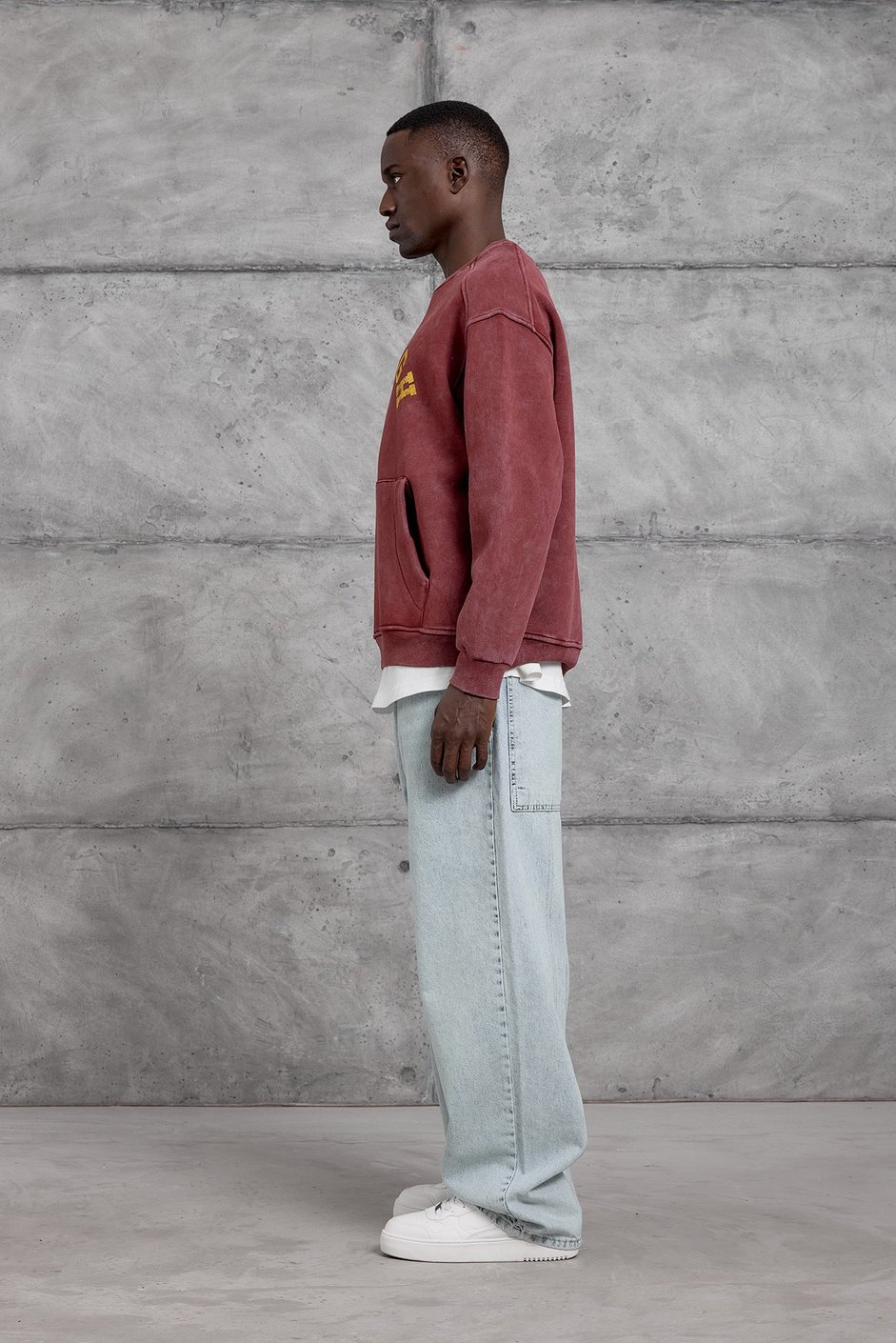 Bordo YIKAMALI KUMAŞ OVERSIZE SWEATSHIRT