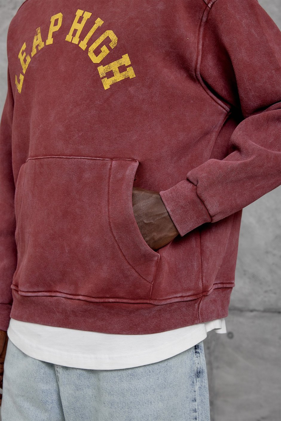 Bordo YIKAMALI KUMAŞ OVERSIZE SWEATSHIRT