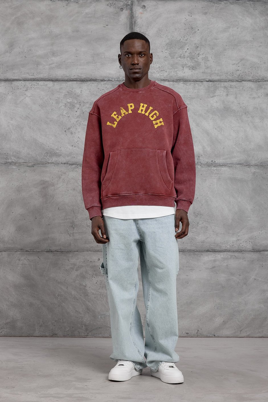 Bordo YIKAMALI KUMAŞ OVERSIZE SWEATSHIRT