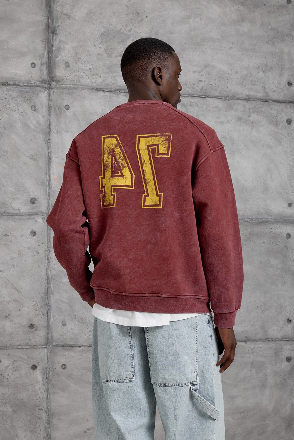Bordo YIKAMALI KUMAŞ OVERSIZE SWEATSHIRT