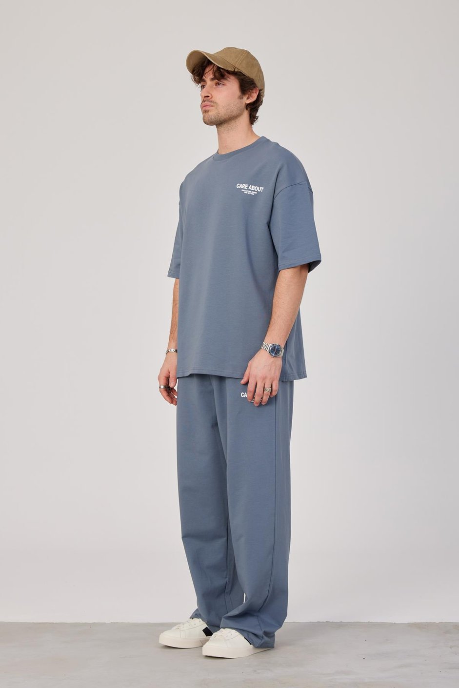 Care About Yazılı Pastel Mavi T-shirt